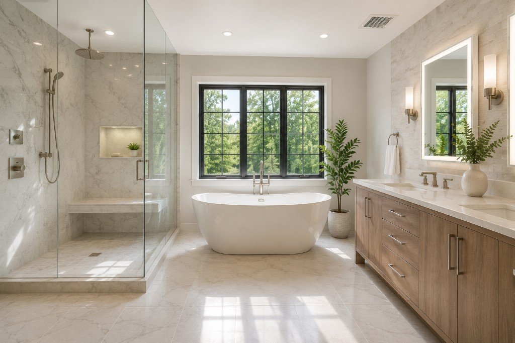 Clean bathroom ready for photos